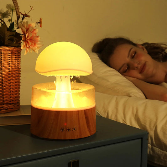 Mushroom Cloud Rain Humidifier – Aromatherapy, Ultrasonic Mist, LED Night Light